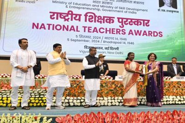 Tripura teacher honoured with national award