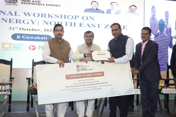 PM-KUSUM: Tripura tops in NE, bags national award