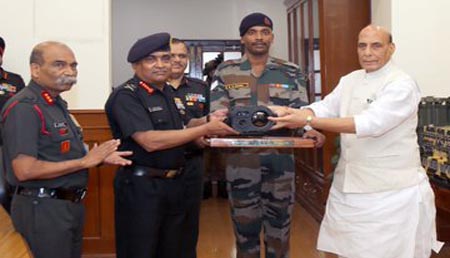 Defence Minister hands over indigenously-developed equipment to Indian Army