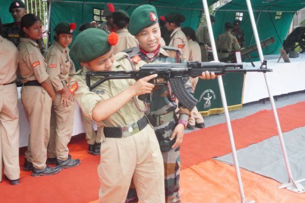 Assam Rifles conducts Weapon Display for NCC Cadet...