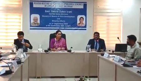 Smriti Irani chairs review meeting of centrally sponsored schemes with officials in Mizoram