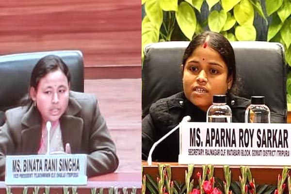 Two SHG Didis from Tripura share experience in national conclave